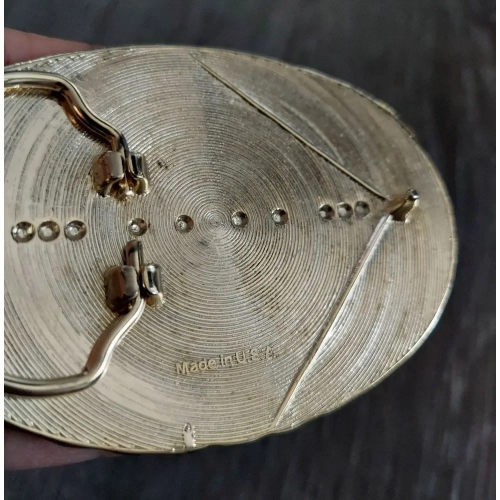 Vintage Gold and Black Southwest Oval Belt Buckle